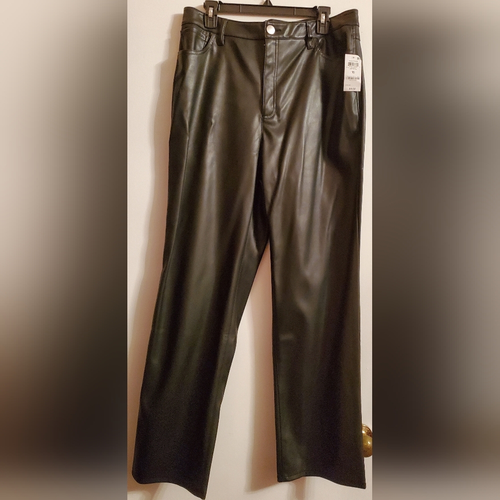 INC Women's Black Faux Leather Pants